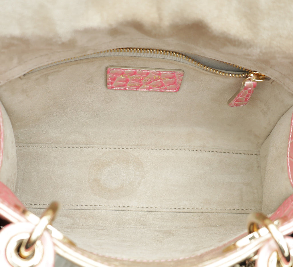 Christian Dior Metallic Bicolor Alligator Lady Dior Small Bag