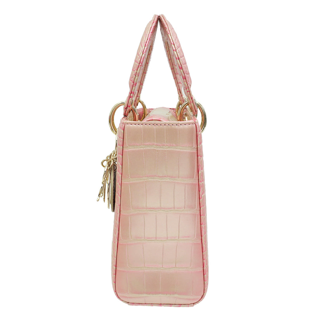 Christian Dior Metallic Bicolor Alligator Lady Dior Small Bag