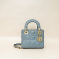 Christian Dior Blue Grey Lady Dior Mini Chain Bag
