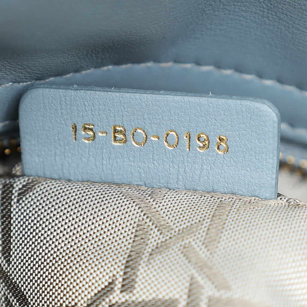 Christian Dior Blue Grey Lady Dior Mini Chain Bag