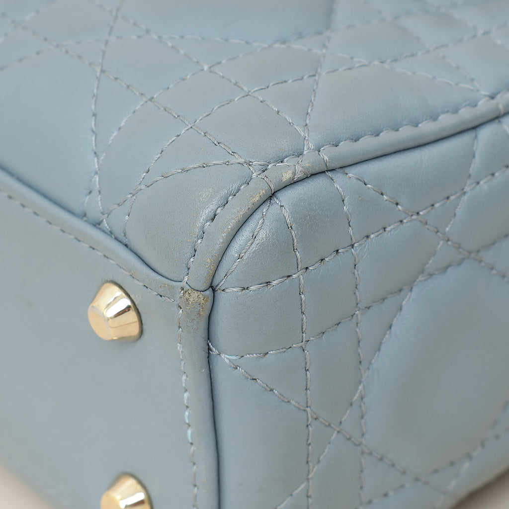 Christian Dior Blue Grey Lady Dior Mini Chain Bag