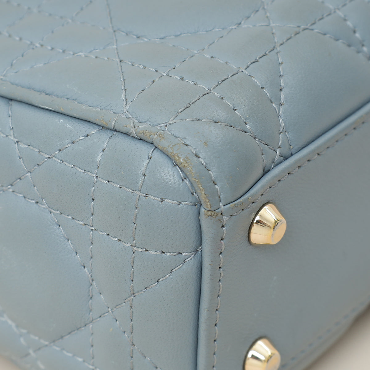 Christian Dior Blue Grey Lady Dior Mini Chain Bag