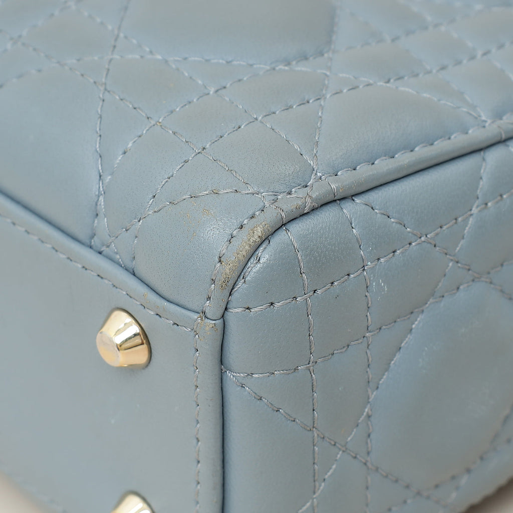 Christian Dior Blue Grey Lady Dior Mini Chain Bag