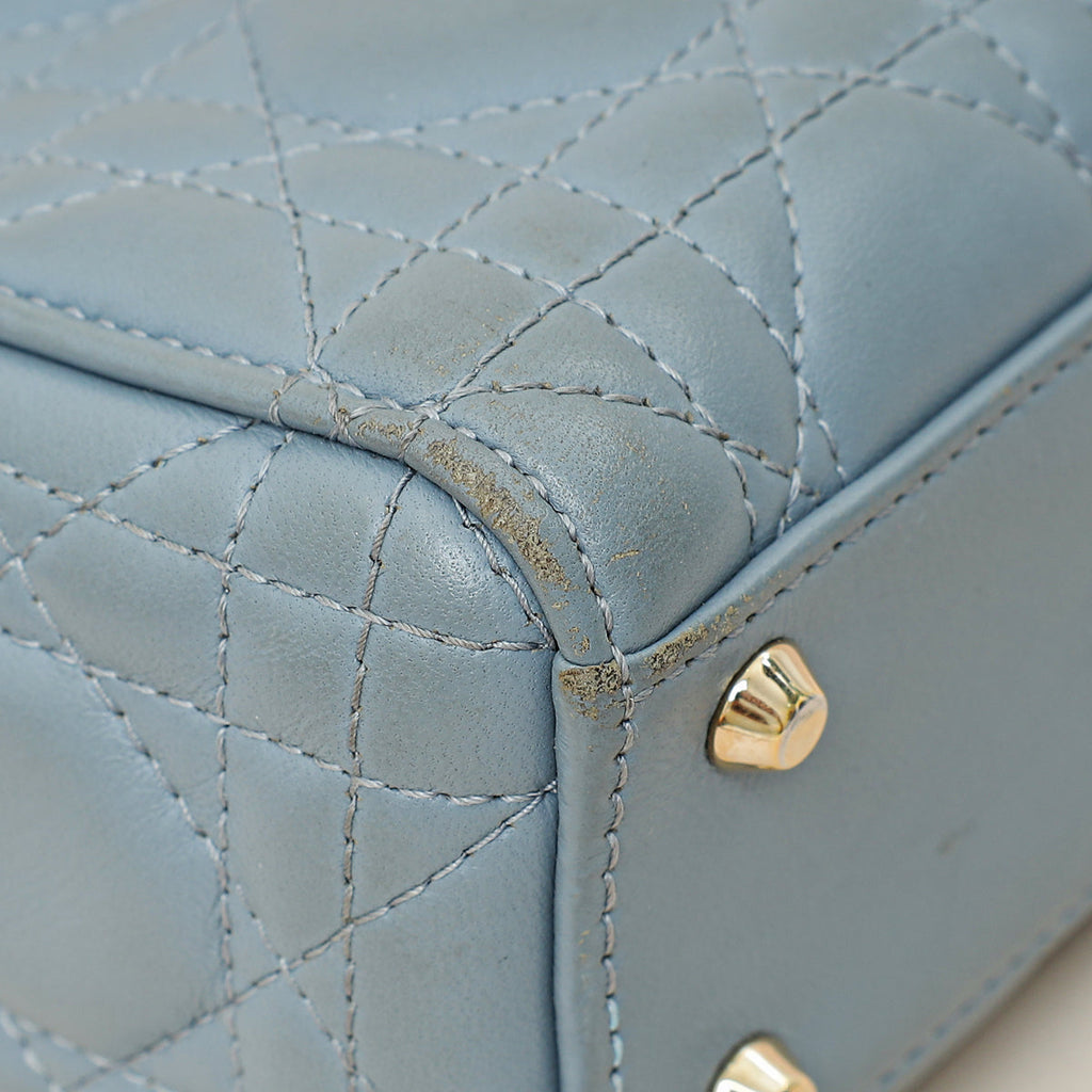 Christian Dior Blue Grey Lady Dior Mini Chain Bag