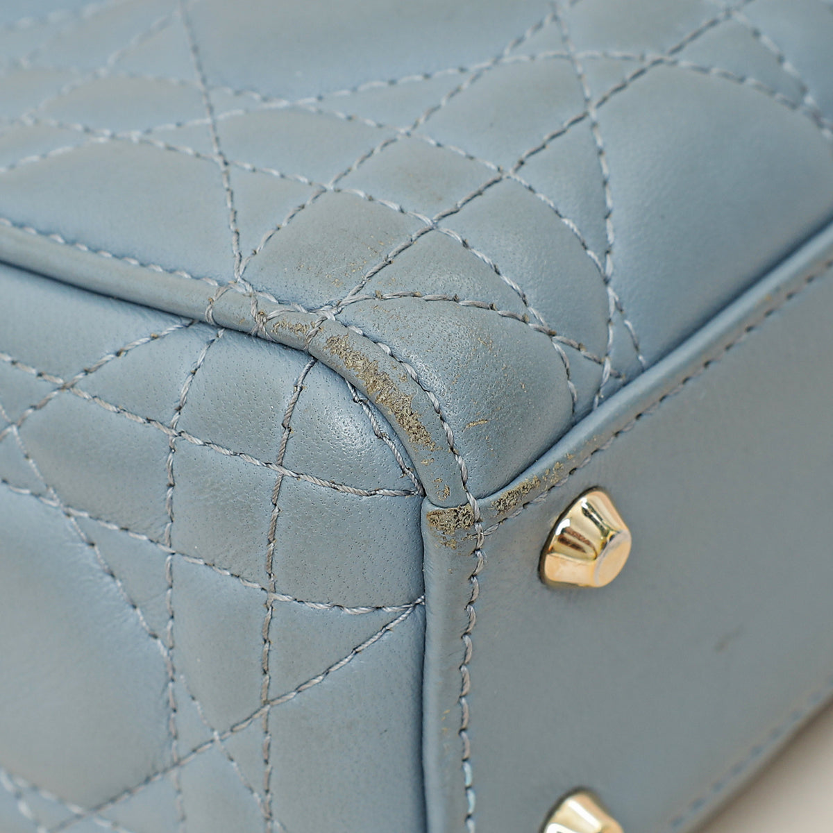 Christian Dior Blue Grey Lady Dior Mini Chain Bag