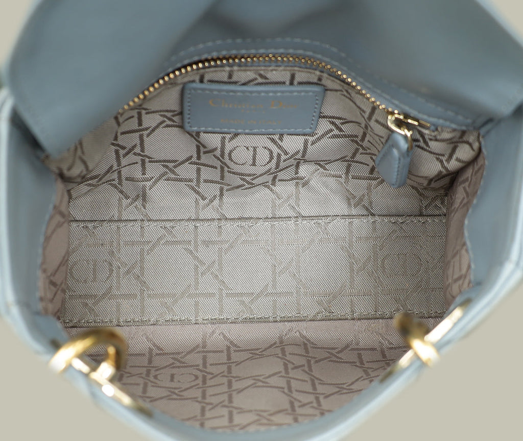 Christian Dior Blue Grey Lady Dior Mini Chain Bag