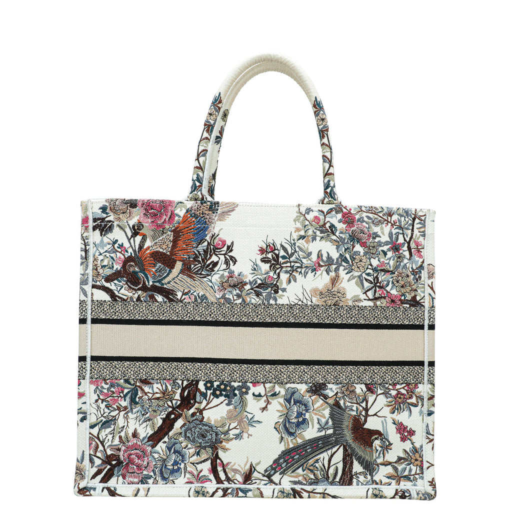 Christian Dior White Multicolor Book Large Tote Bag