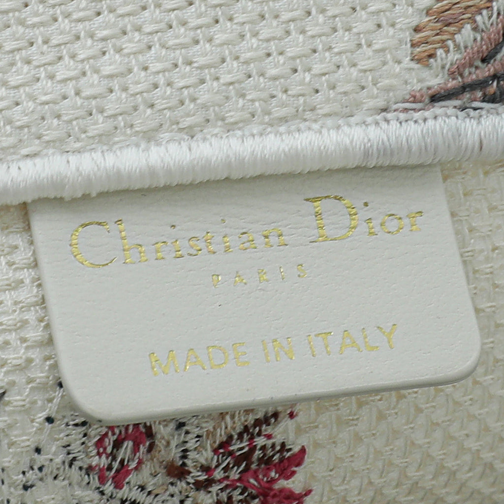 Christian Dior White Multicolor Book Large Tote Bag