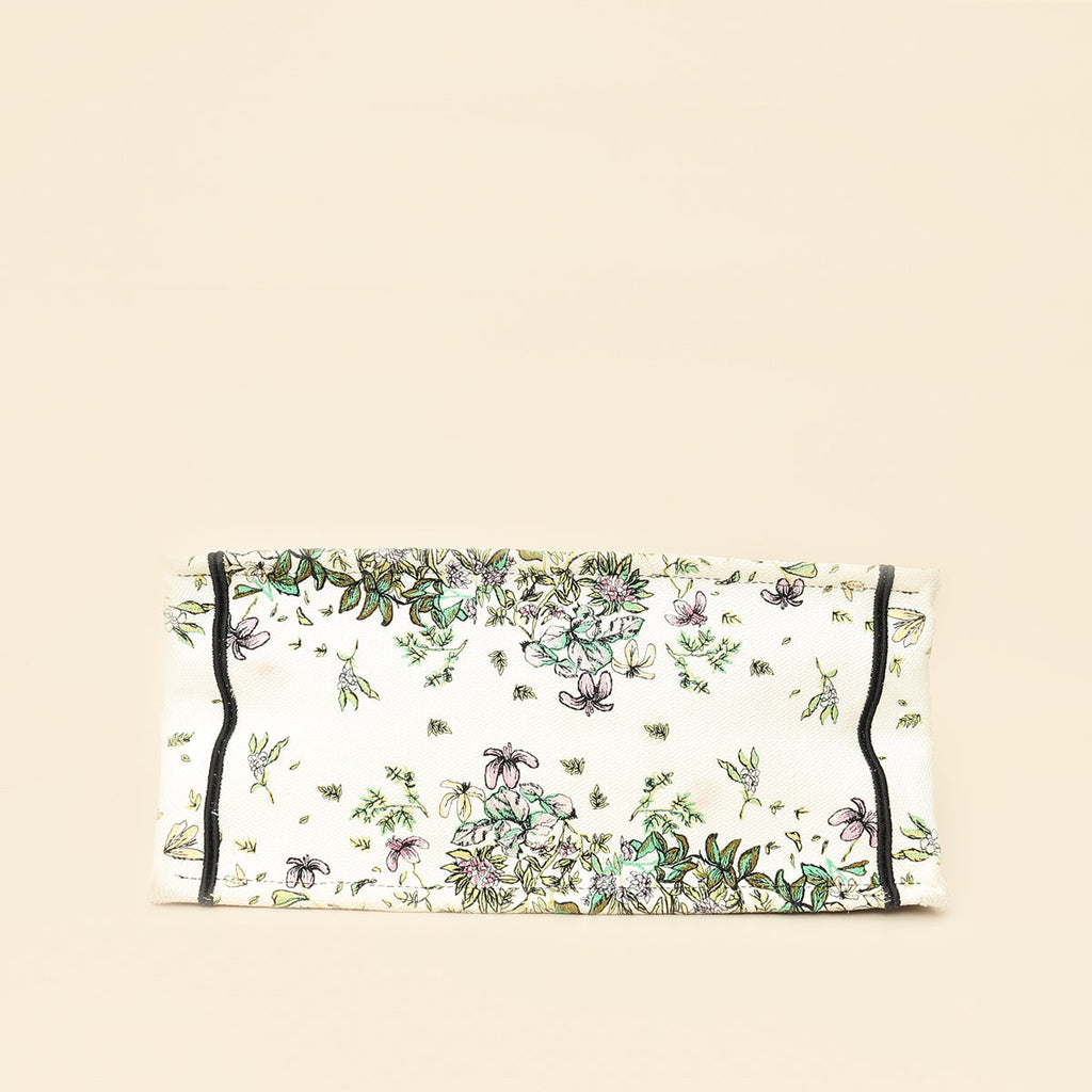 Christian Dior White Multicolor D-Constellation Embroidery Book Medium Tote Bag