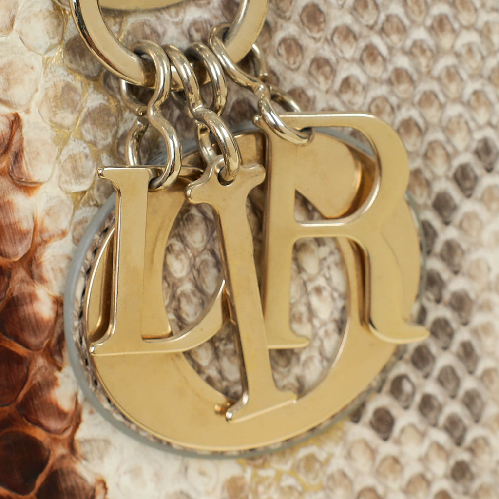 Christian Dior Bicolor Snakeskin Lady Dior Large Bag