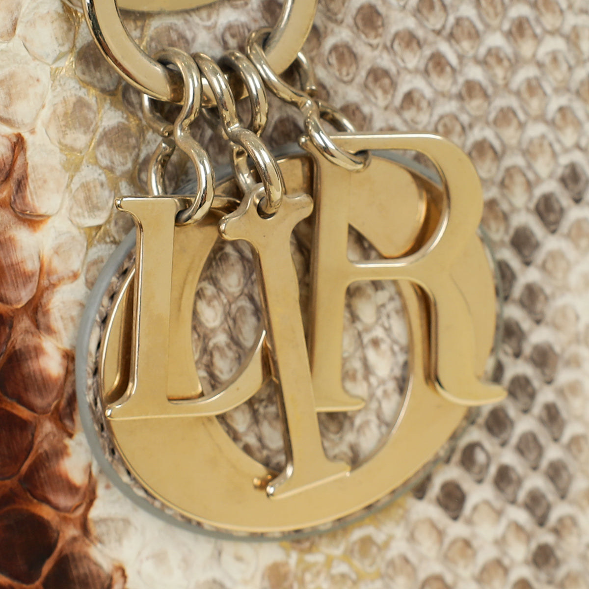Christian Dior Bicolor Snakeskin Lady Dior Large Bag