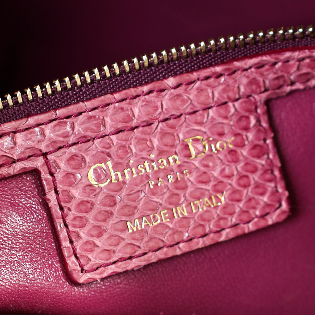 Christian Dior Mauve Pink Snakeskin Lady Dior Large Bag