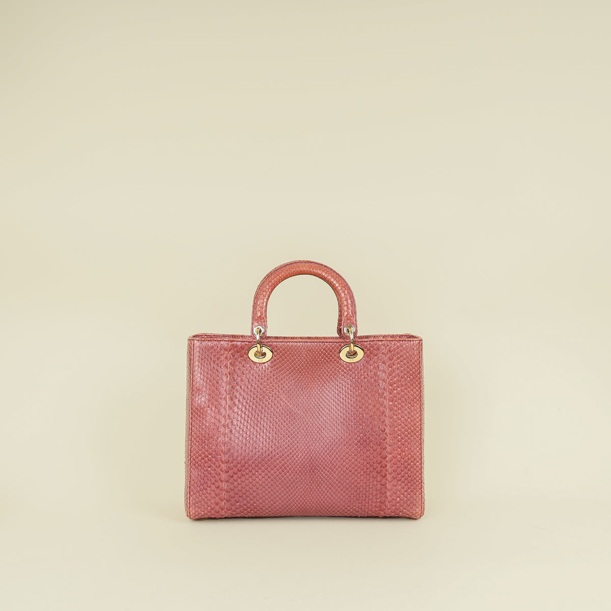 Christian Dior Mauve Pink Snakeskin Lady Dior Large Bag