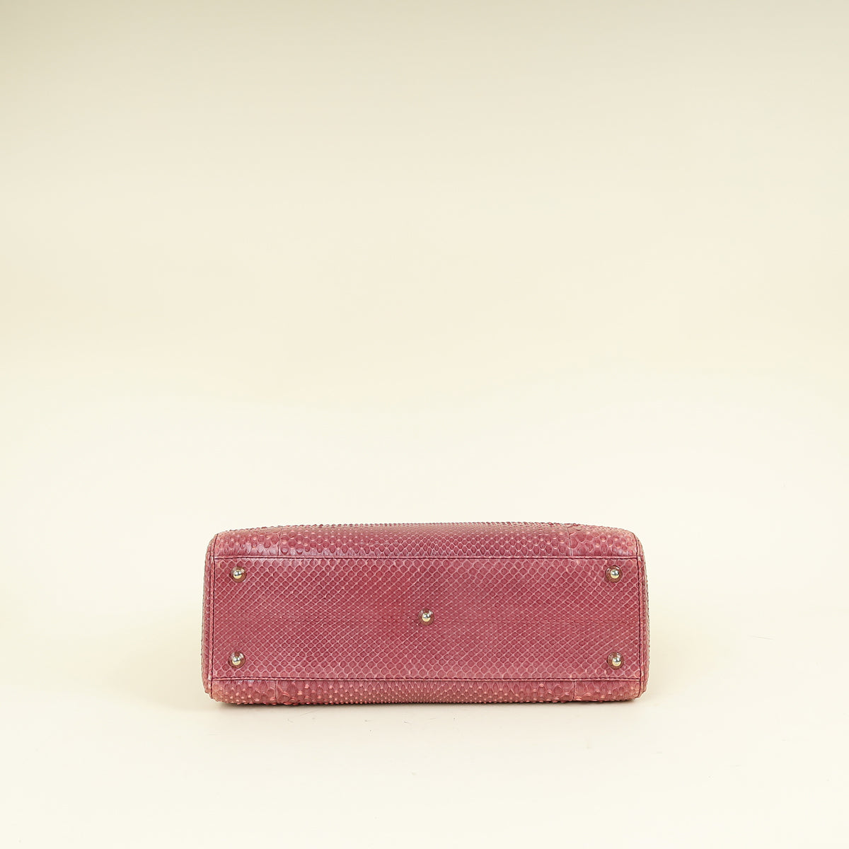 Christian Dior Mauve Pink Snakeskin Lady Dior Large Bag