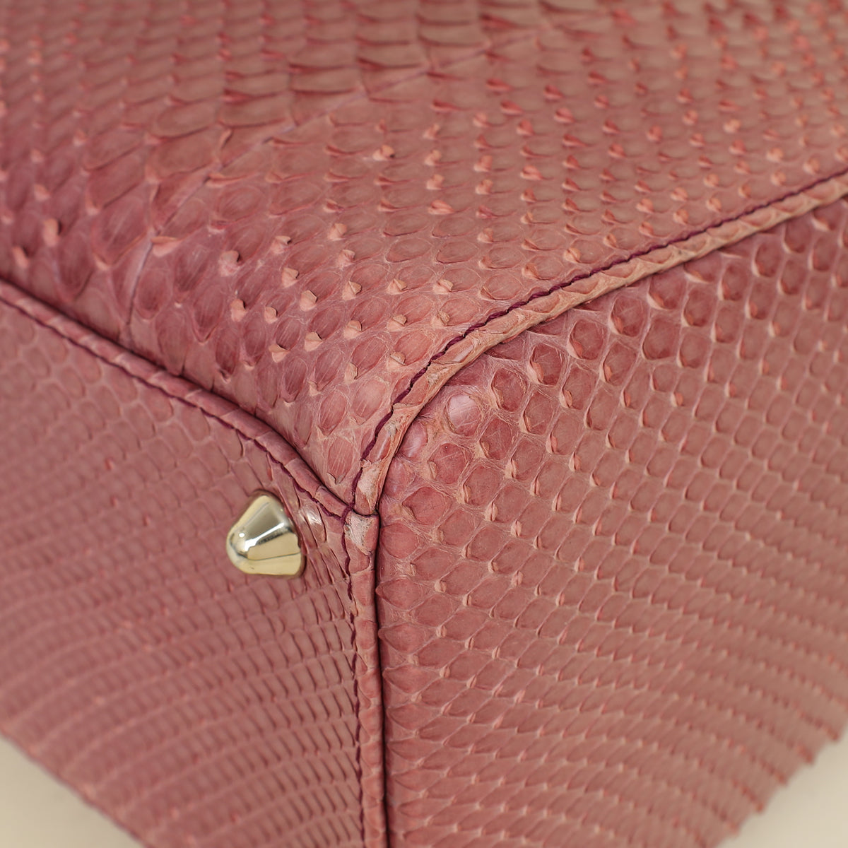 Christian Dior Mauve Pink Snakeskin Lady Dior Large Bag