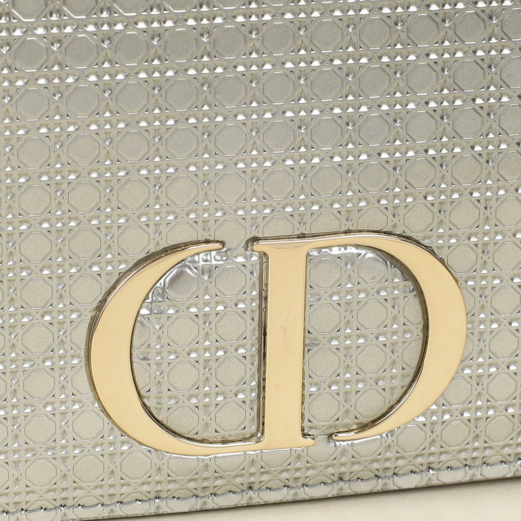Christian Dior Silver 30 Montaigne Microcannge 2 Way Chain Pouch