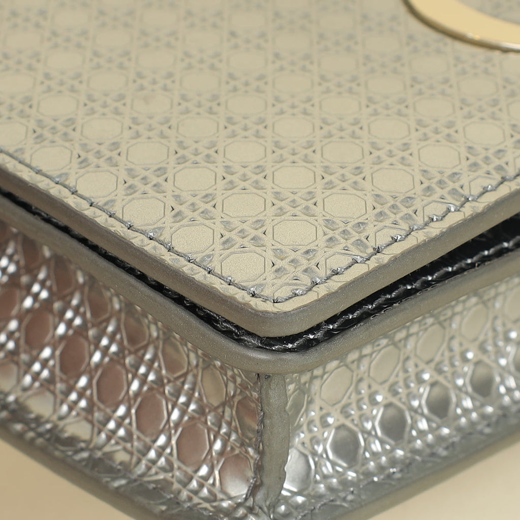 Christian Dior Silver 30 Montaigne Microcannge 2 Way Chain Pouch