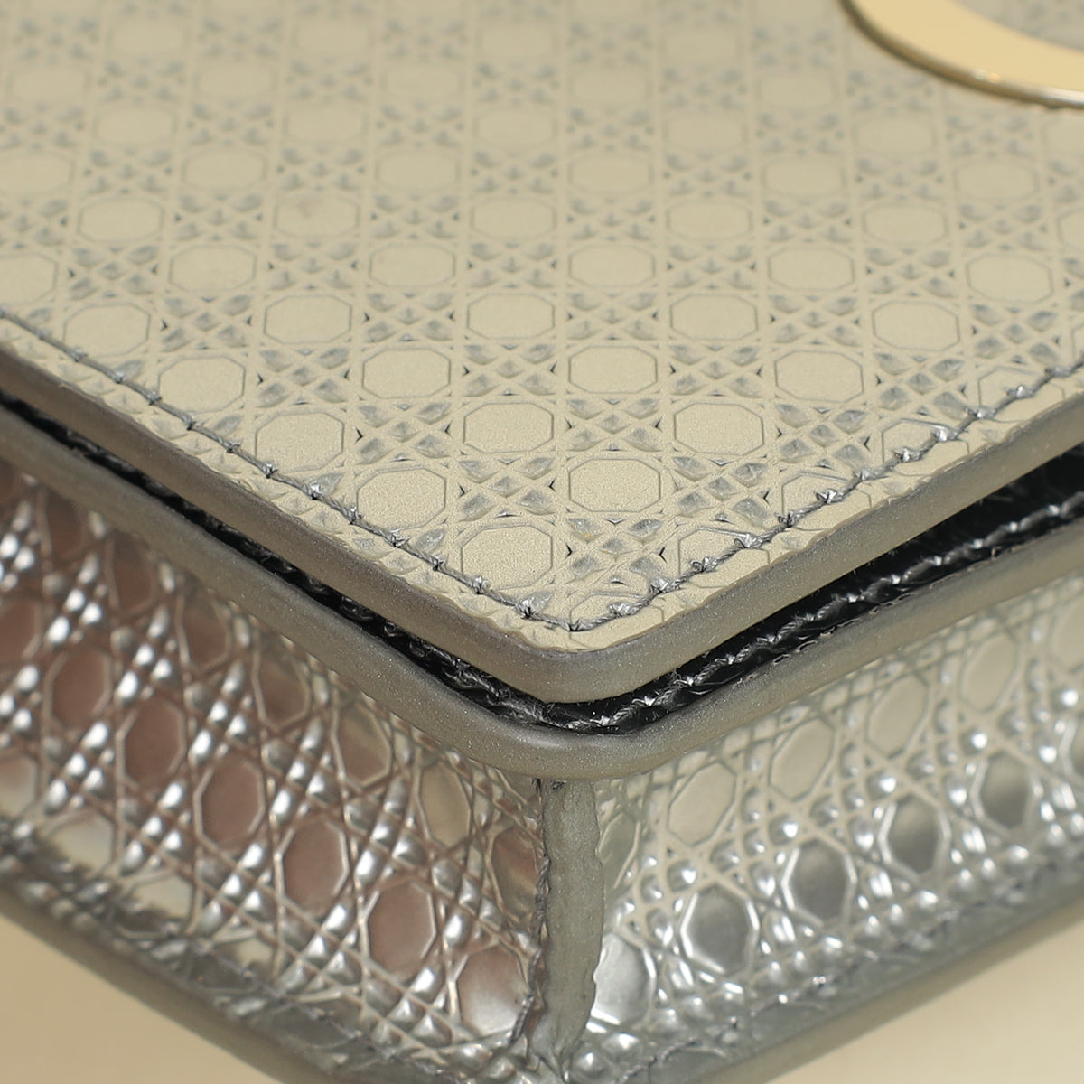 Christian Dior Silver 30 Montaigne Microcannge 2 Way Chain Pouch