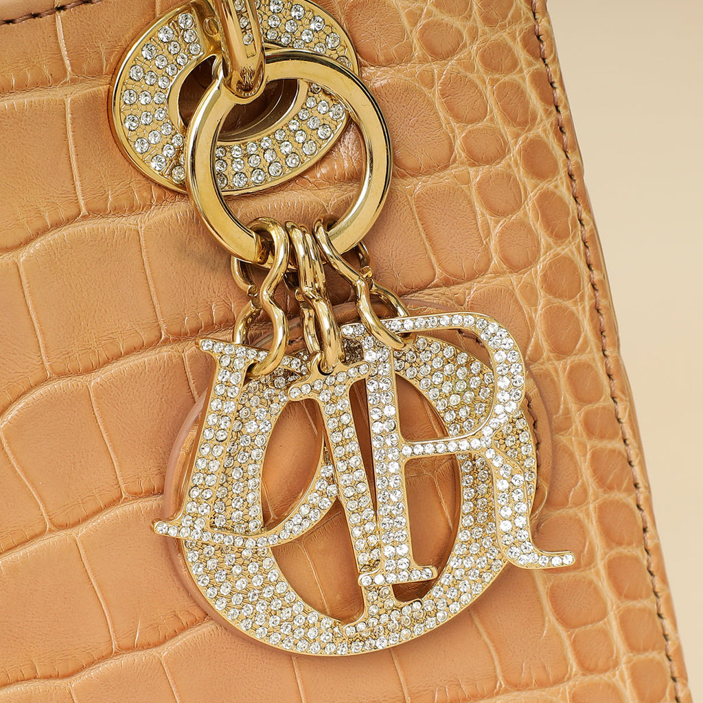 Christian Dior Blush Nude Alligator w/ Crystal Lady Dior Small Bag