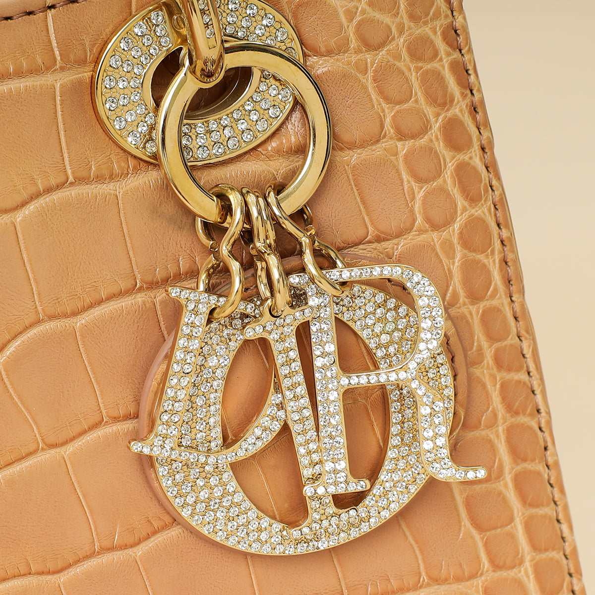 Christian Dior Blush Nude Alligator w/ Crystal Lady Dior Small Bag