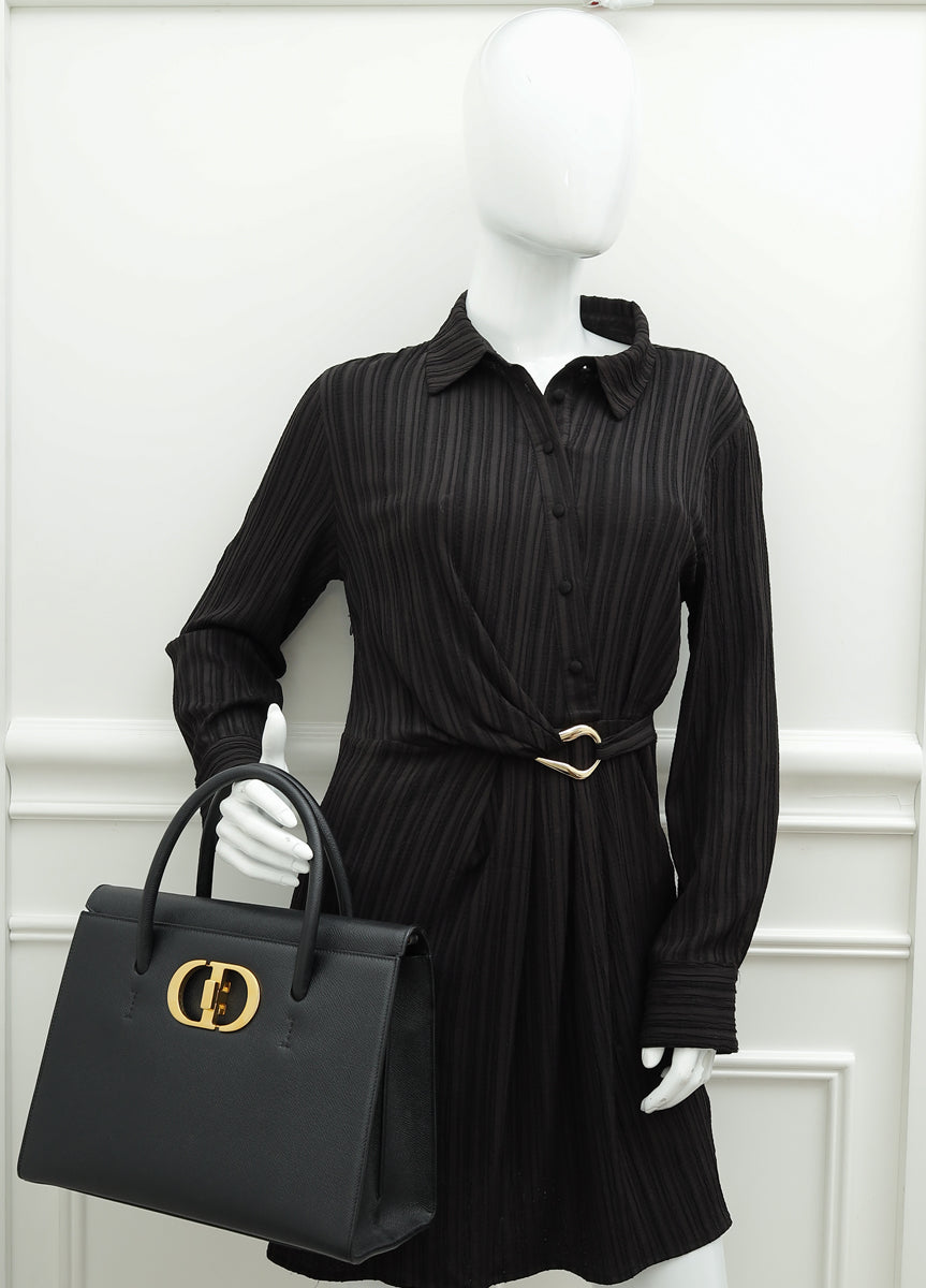 Christian Dior Black St. Honore Top Handle Tote Large Bag