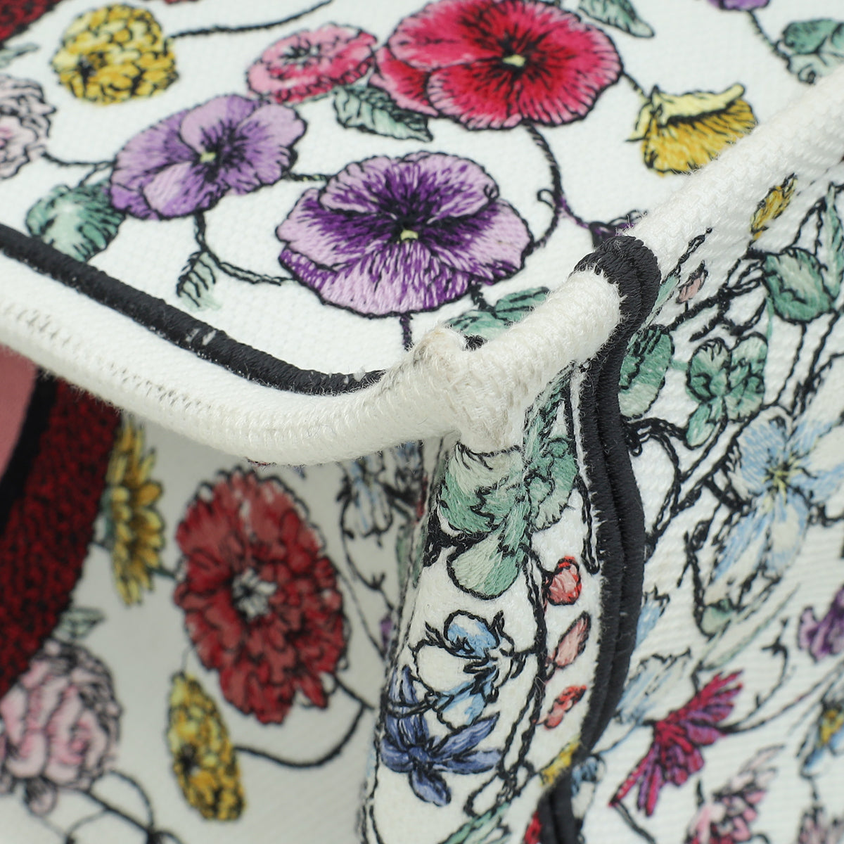 Christian Dior White Multicolor Florilegio Embroidered Book Tote Large Bag