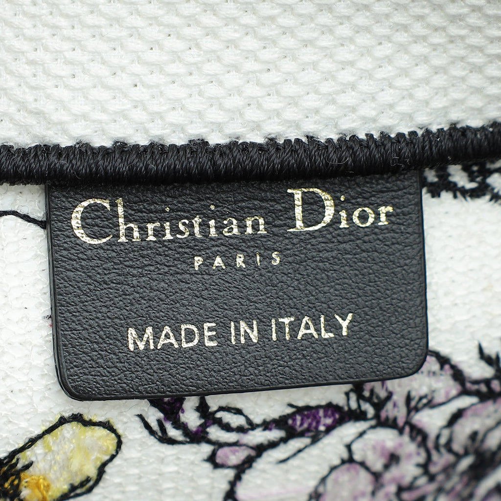 Christian Dior White Multicolor Florilegio Embroidered Book Tote Large Bag