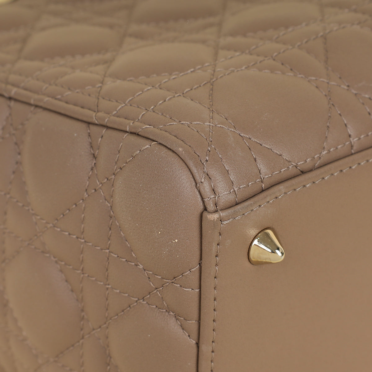 Christian Dior Taupe Gray Cannage Lady Dior Medium Bag