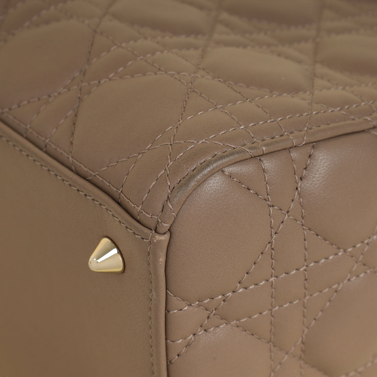Christian Dior Taupe Gray Cannage Lady Dior Medium Bag