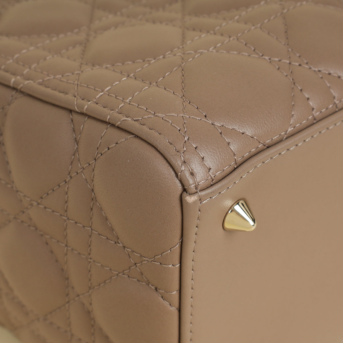 Christian Dior Taupe Gray Cannage Lady Dior Medium Bag