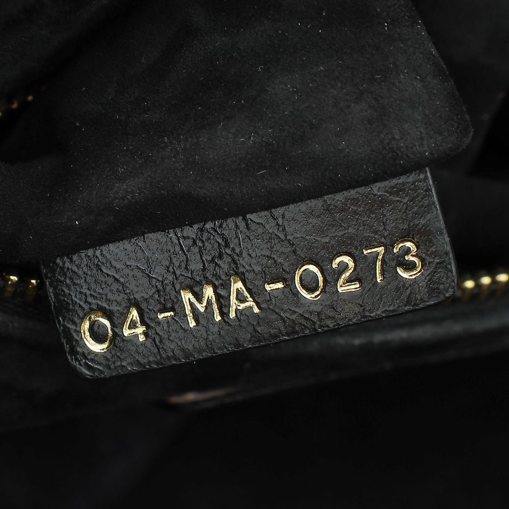 Christian Dior Black Lady Dior Pearls Embroidered Mini Chain Bag