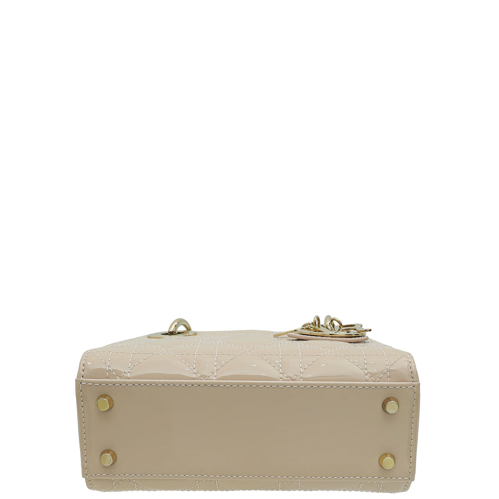 Christian Dior Powder Pink Mini Lady Dior Bag W/ Twilly