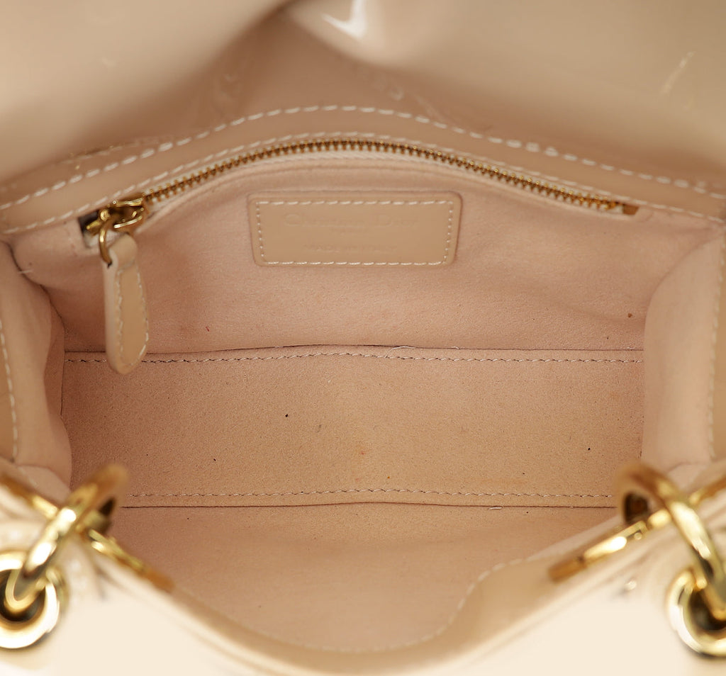 Christian Dior Powder Beige Chain Mini Lady Dior Bag