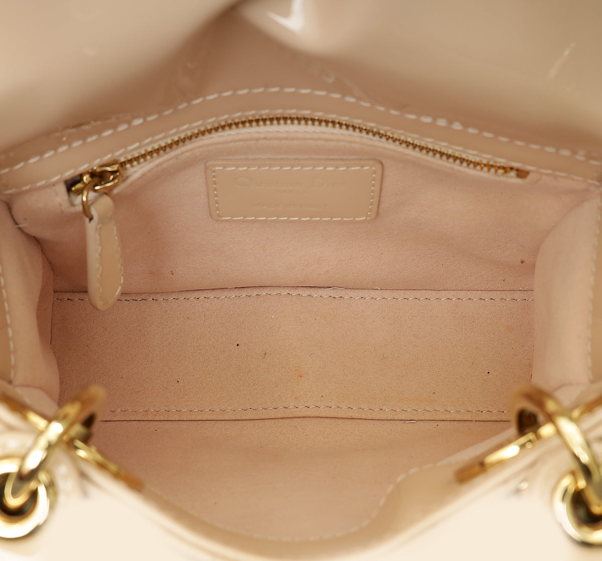 Christian Dior Powder Beige Chain Mini Lady Dior Bag
