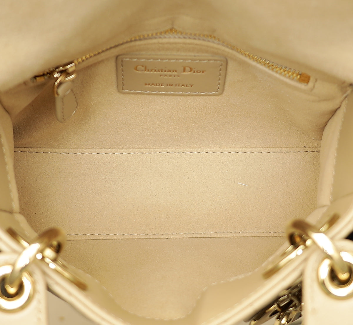 Christian Dior Dark Beige Mini Chain Lady Dior Bag w/ Twilly