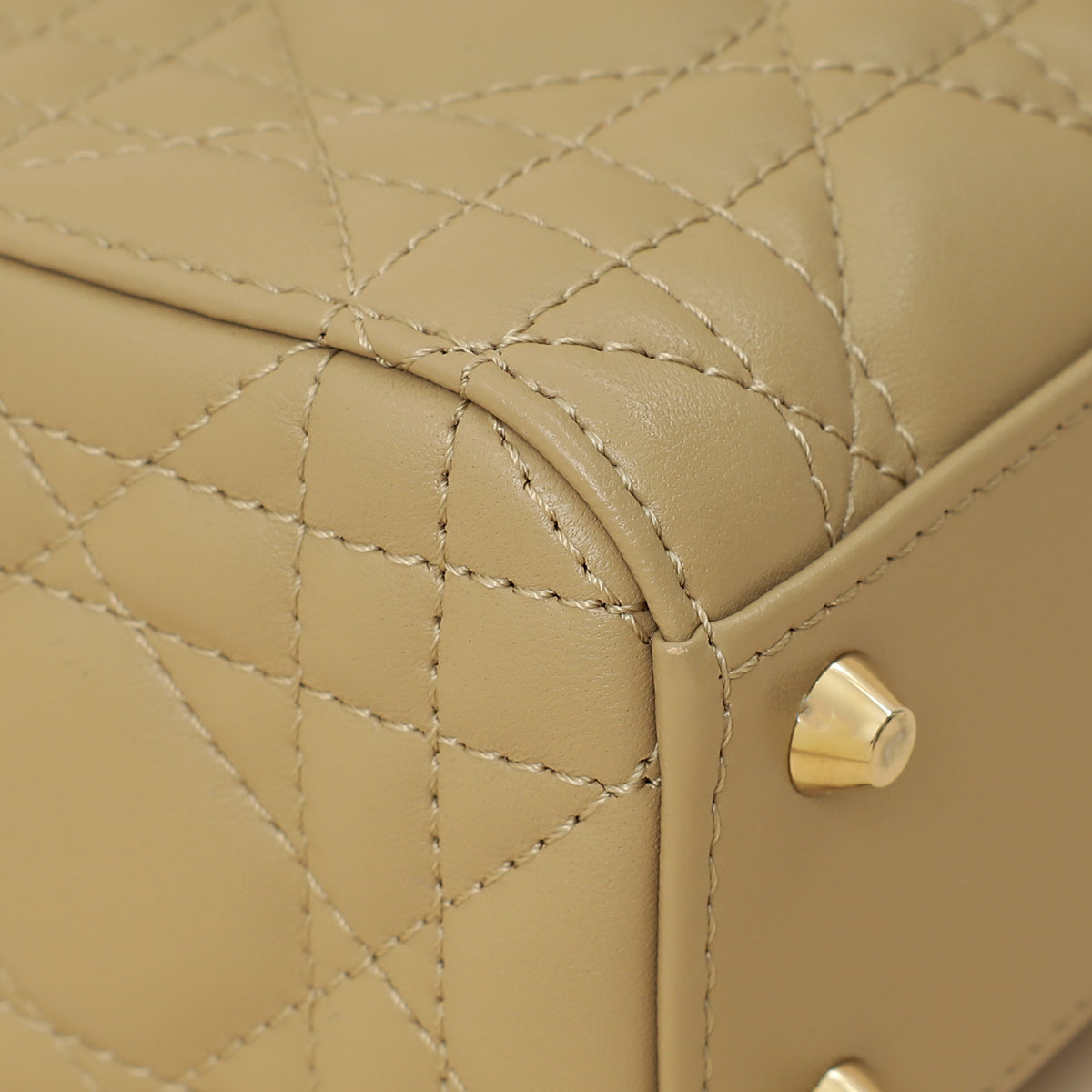 Christian Dior Dark Beige Mini Chain Lady Dior Bag w/ Twilly