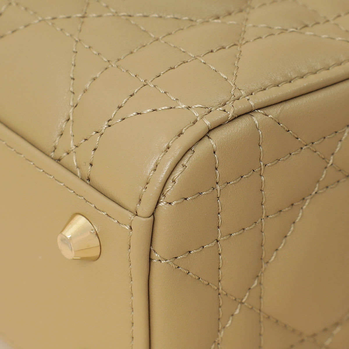 Christian Dior Dark Beige Mini Chain Lady Dior Bag w/ Twilly