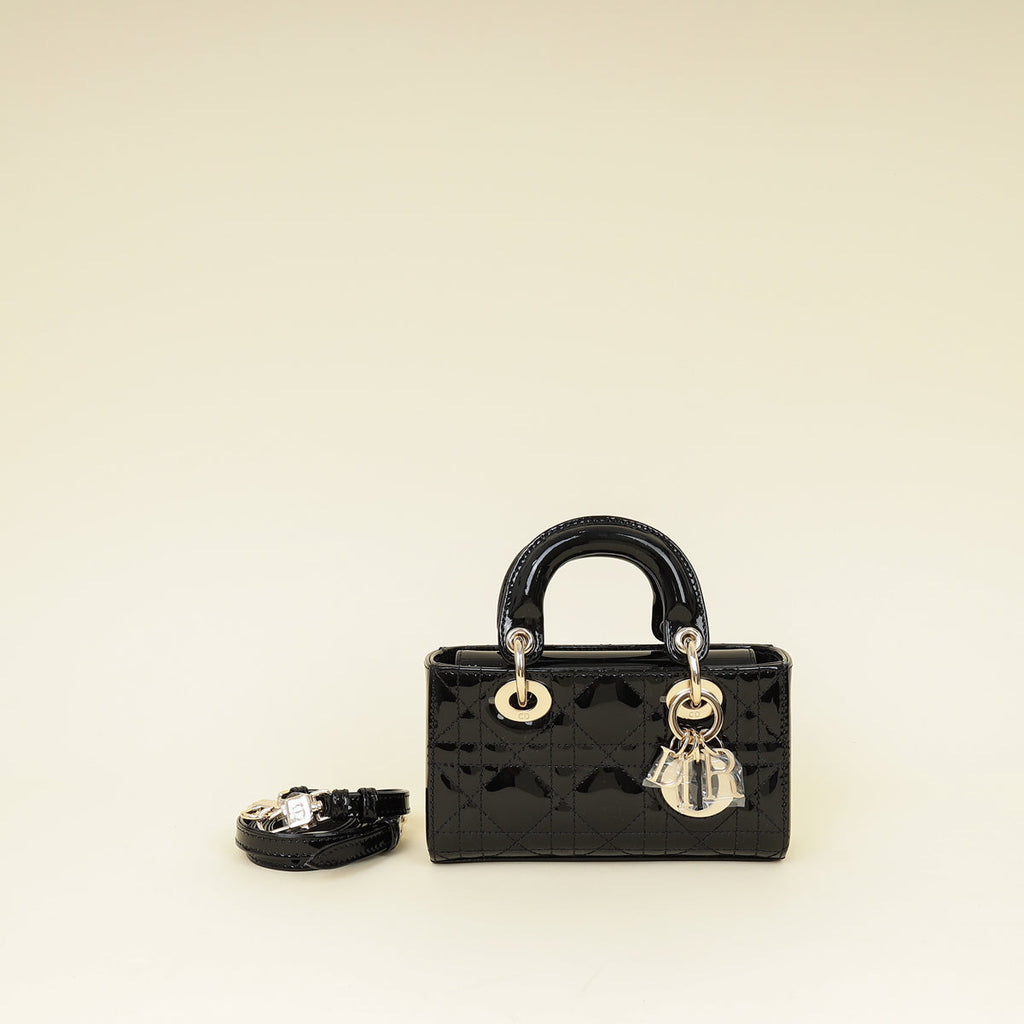 Christian Dior Black Cannage Micro Lady D-Joy Bag