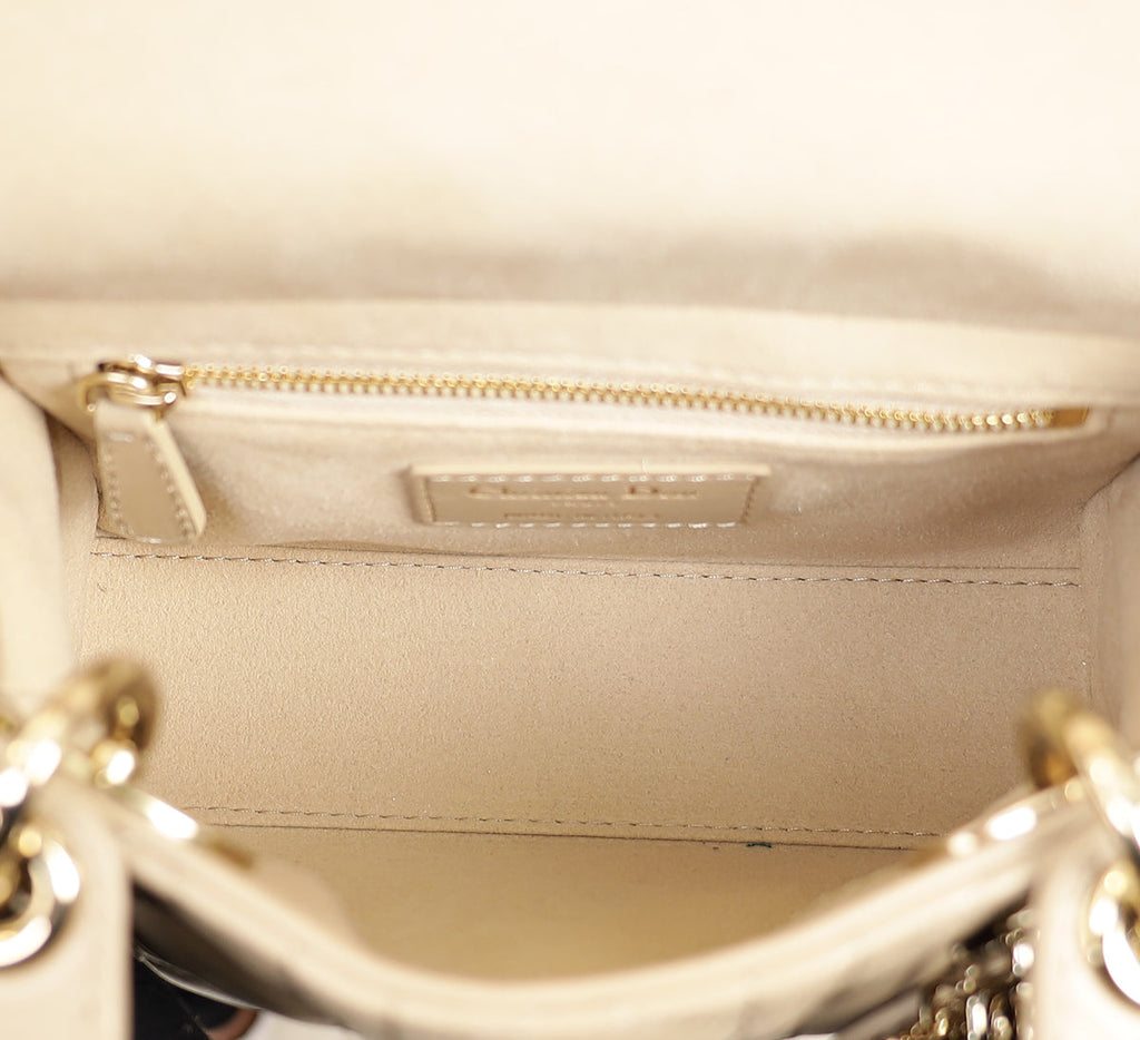 Christian Dior Beige Lady Dior Mini Chain Bag