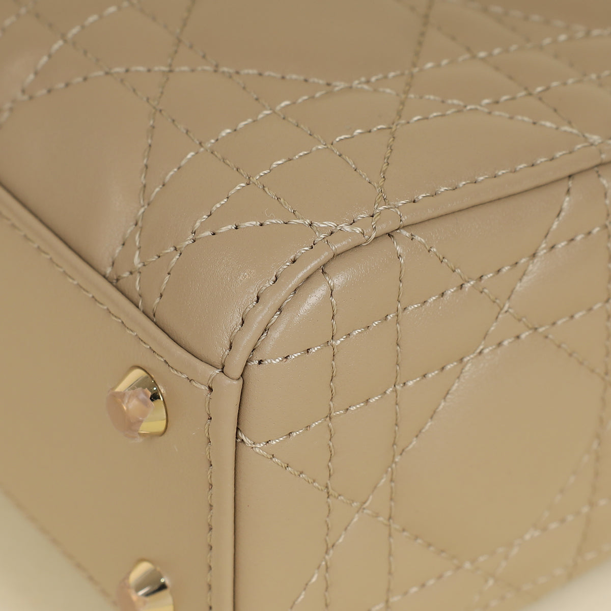 Christian Dior Beige Lady Dior Mini Chain Bag