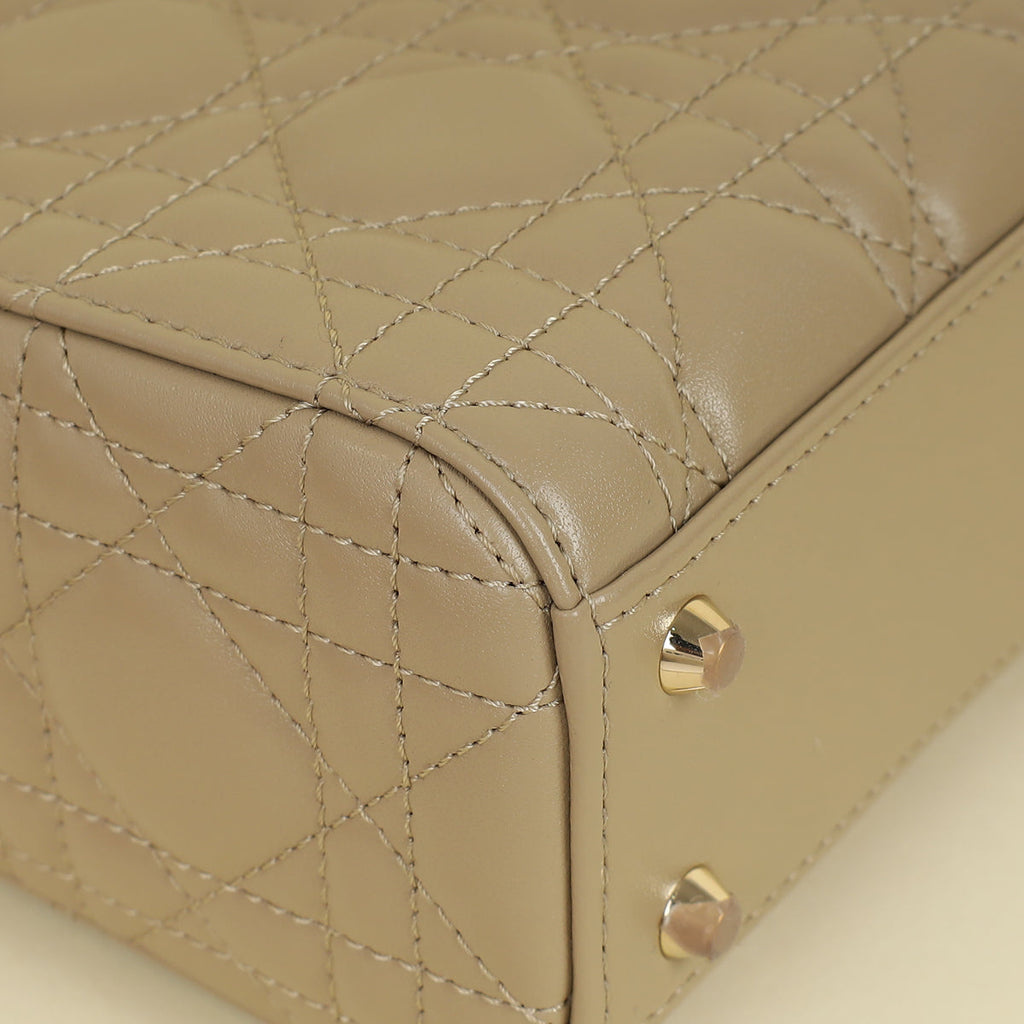 Christian Dior Beige Lady Dior Mini Chain Bag w/ Twilly