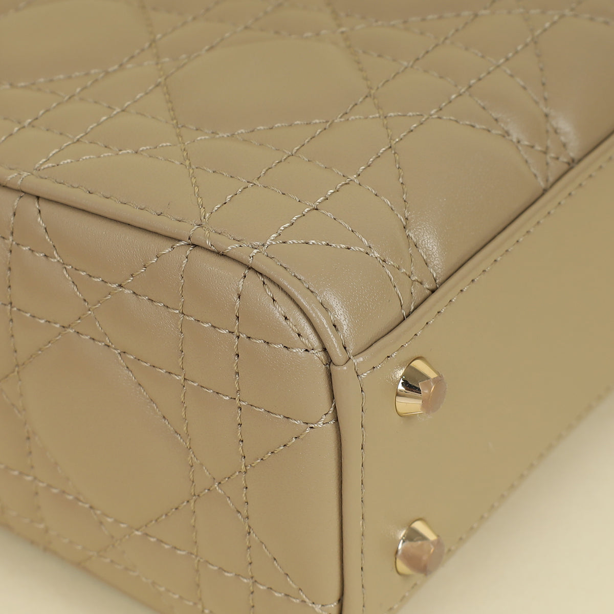 Christian Dior Beige Lady Dior Mini Chain Bag w/ Twilly