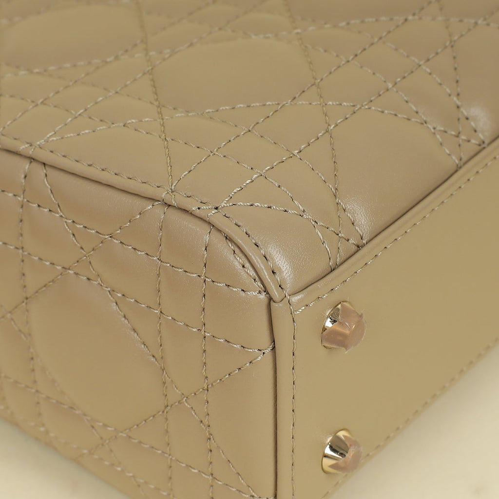 Christian Dior Beige Lady Dior Mini Chain Bag w/ Twilly