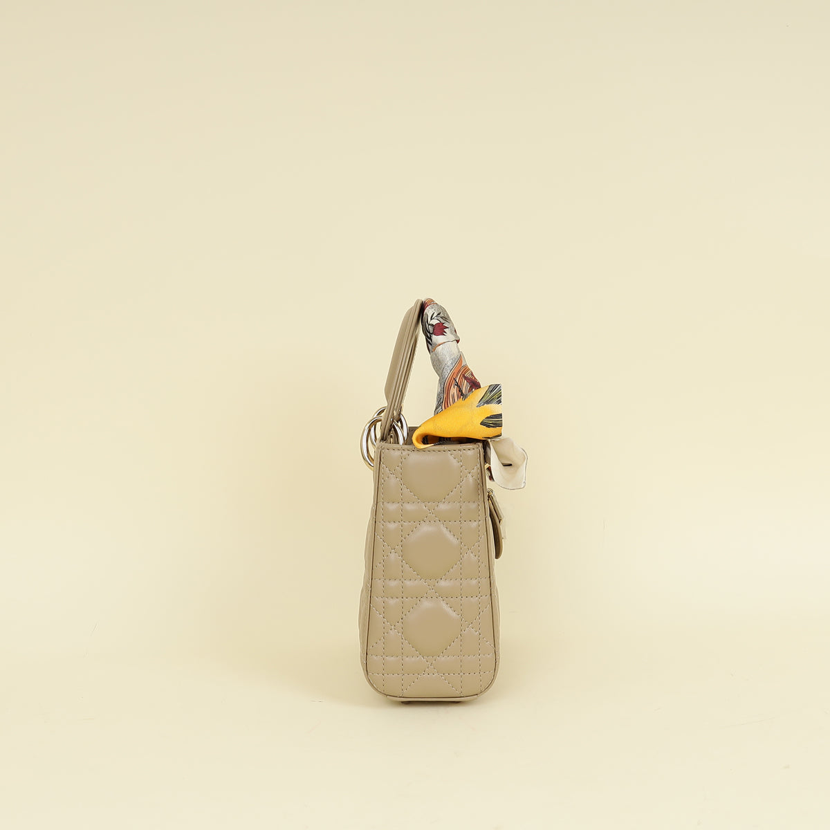 Christian Dior Beige Lady Dior Mini Chain Bag w/ Twilly