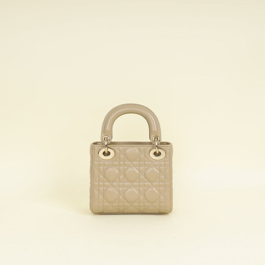 Christian Dior Beige Lady dior Mini Chain Bag