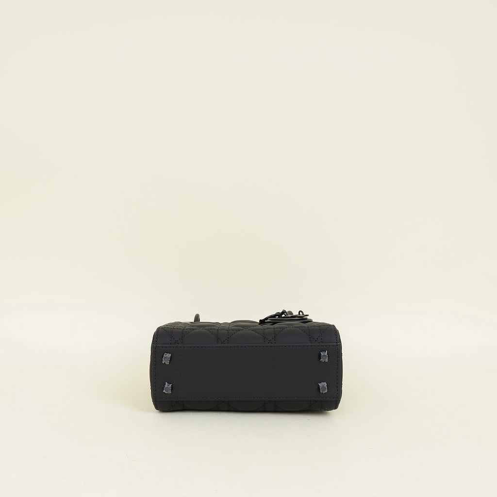 Christian Dior Black Ultramatte Lady Dior Mini Chain Bag