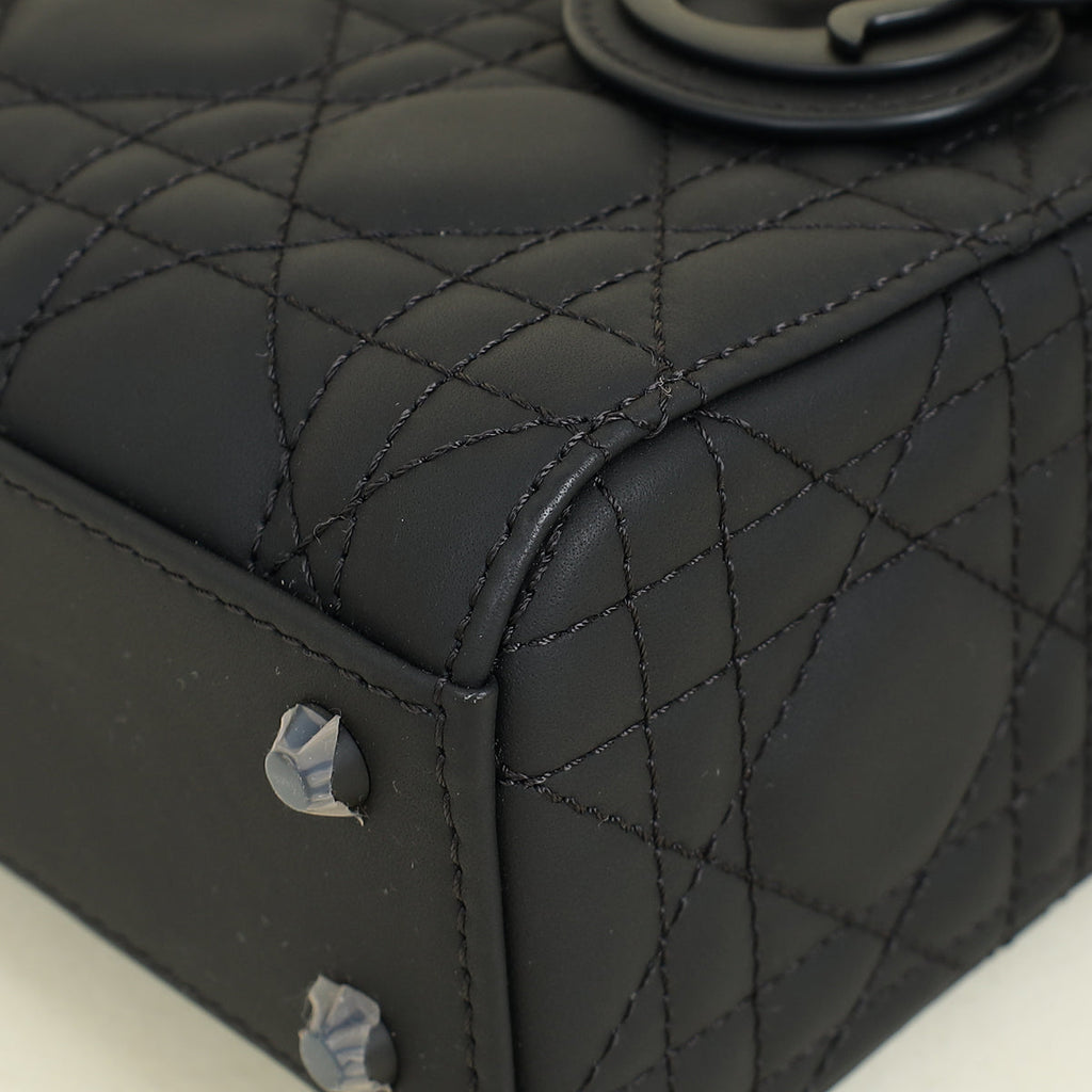 Christian Dior Black Ultramatte Lady Dior Mini Chain Bag