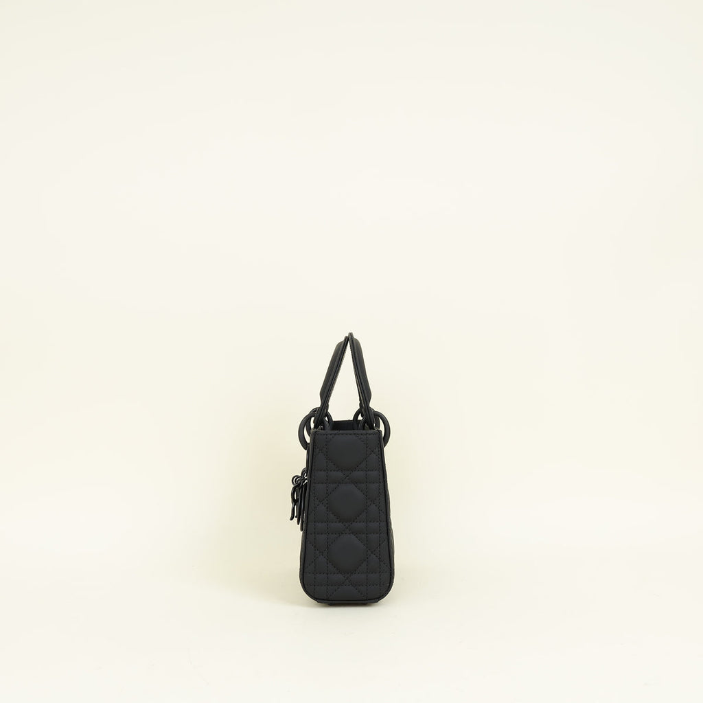 Christian Dior Black Ultramatte Lady Dior Mini Chain Bag