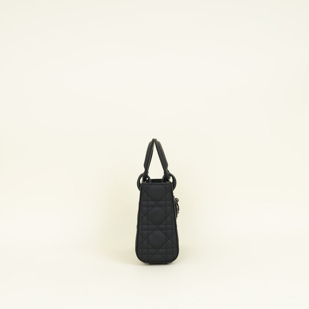 Christian Dior Black Ultramatte Lady Dior Mini Chain Bag