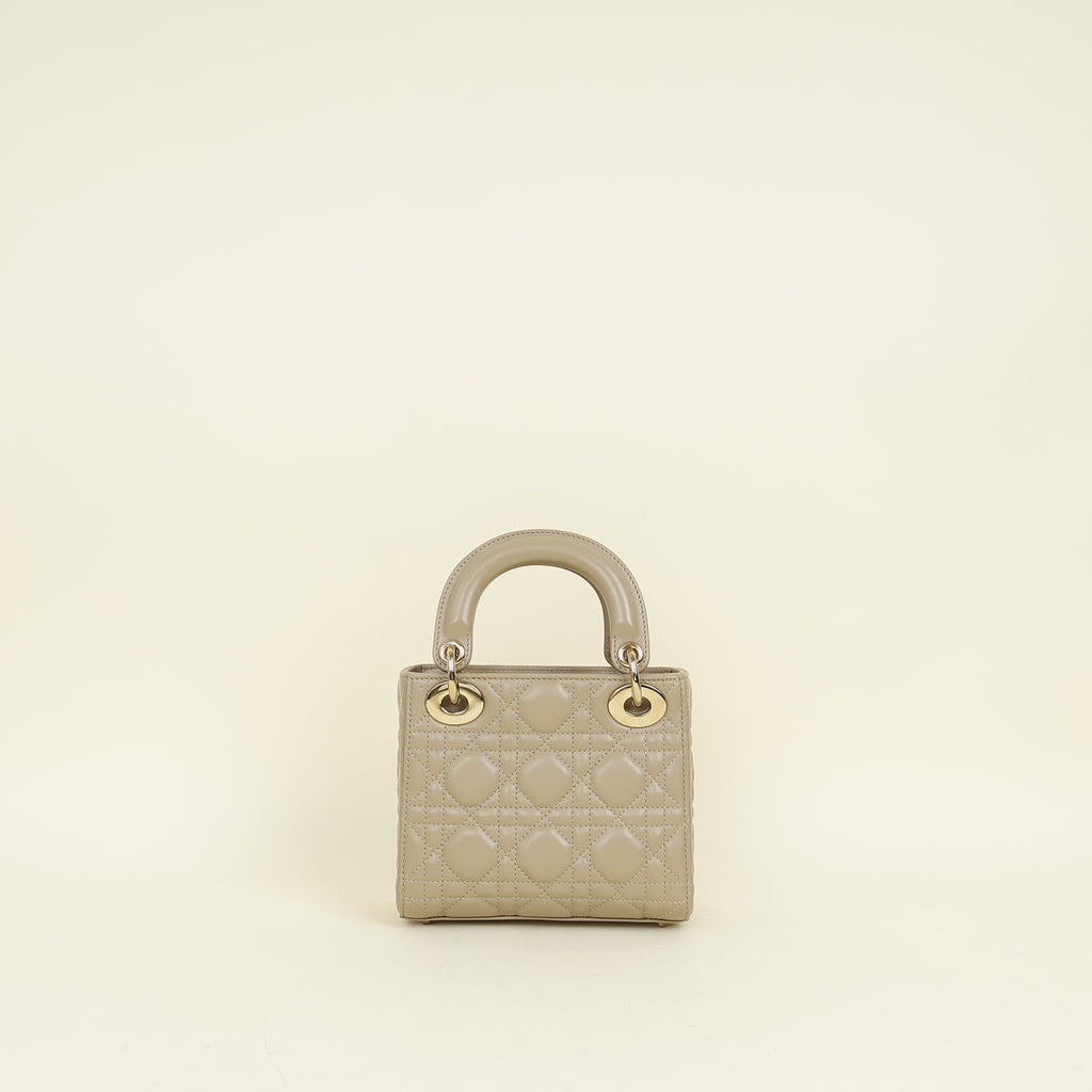 Christian Dior Beige Lady Dior Mini Chain Bag